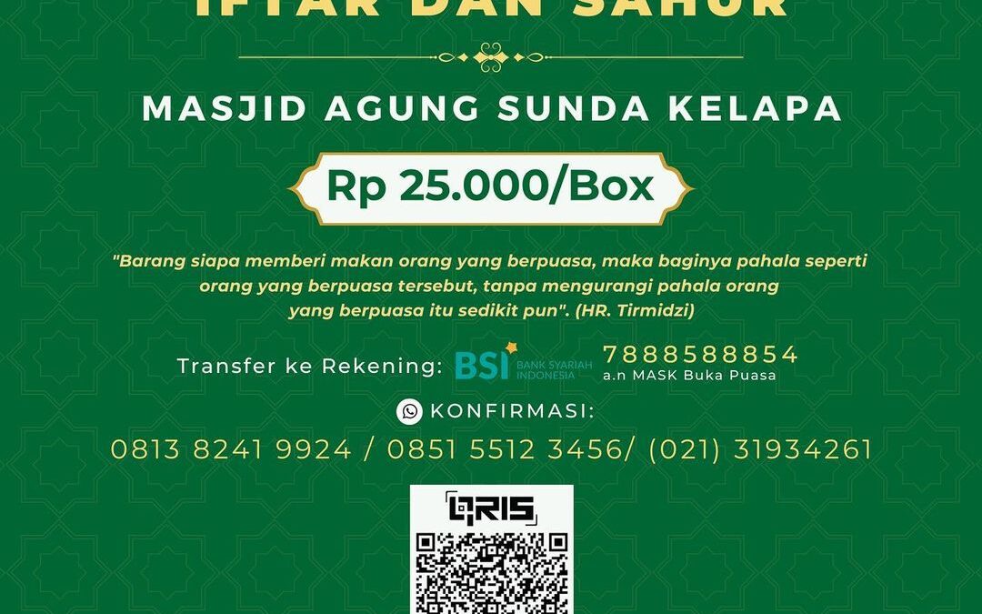 Berbagi Pada Sesama, Masjid Agung Sunda Kelapa Buka Donasi untuk Paket Iftar dan Sahur