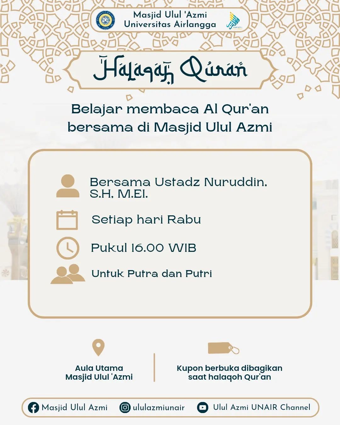 Jadwal Halaqah Quran Masjid Ulul Azmi Unair