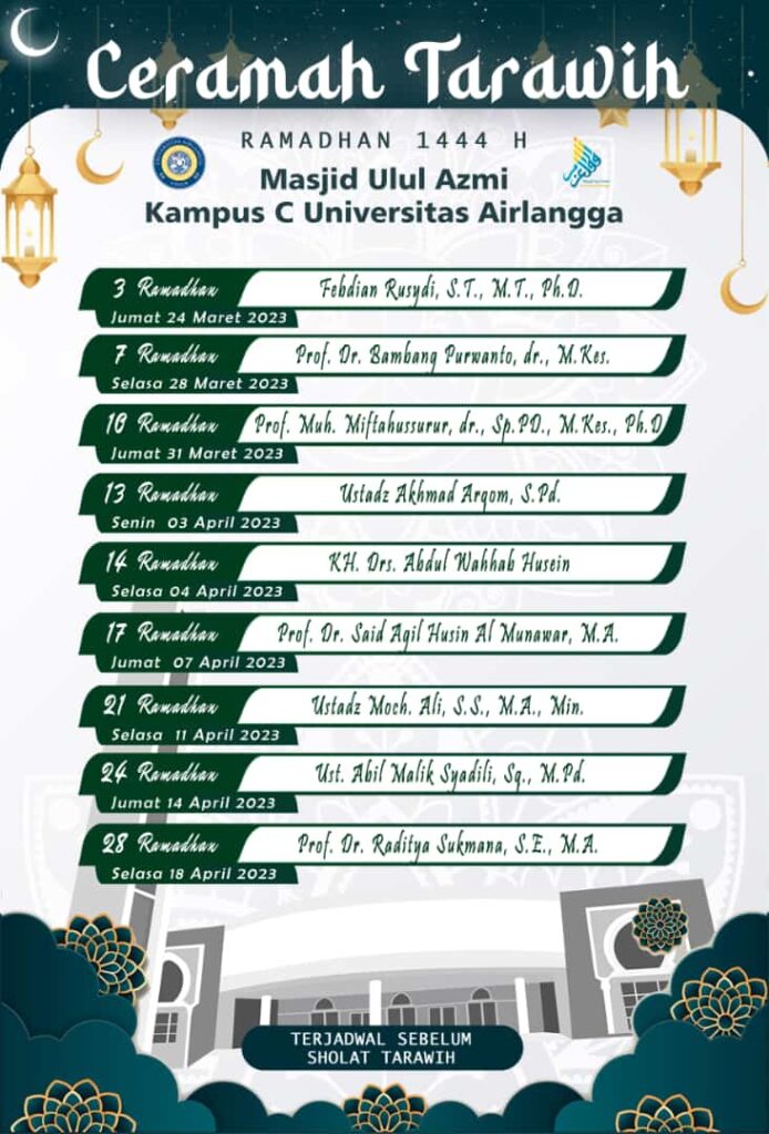 Jadwal Ceramah Tarawih Masjid Ulul Azmi Unair