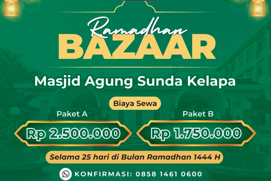 Bantu Lariskan Jualan UMKM, Masjid Agung Sunda Kelapa Open Tenant Bazar Ramadhan