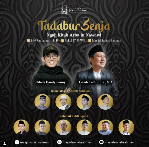 Jangan Lewatkan, Ini Jadwal Tadabur Senja di Masjid Suciati Saliman Tanggal 1-10 Ramadan!