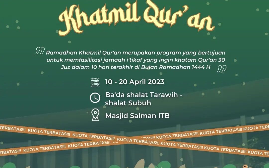 Fasilitasi Jemaah yang Ingin Khatam Quran, Masjid Salman ITB Hadirkan Program Ramadan Khatmil Quran
