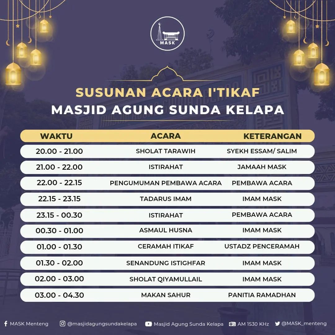 Jadwal I'tikaf Masjid Agung Sunda Kelapa