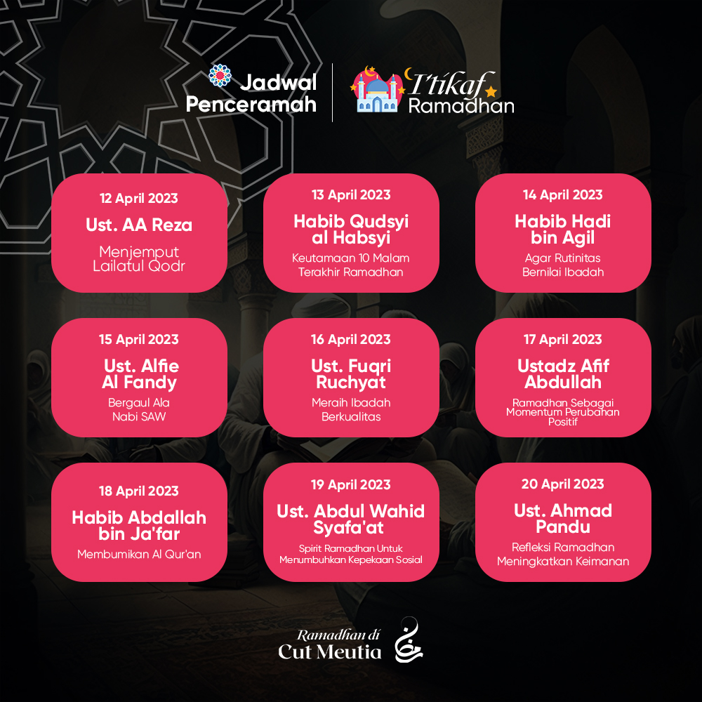 Jadwal Ceramah I'tikaf Masjid Cut Meutia