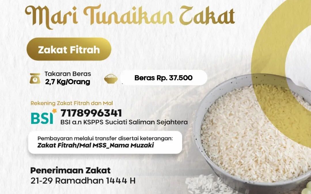 Yuk, Tunaikan Zakat Fitrah di Masjid Suciati Saliman!